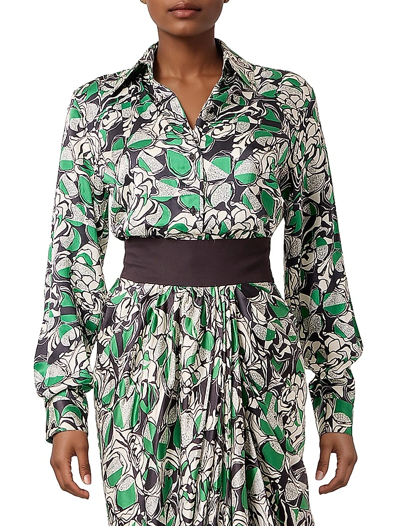 Graphic Floral Silk Shirt