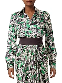 Graphic Floral Silk Shirt