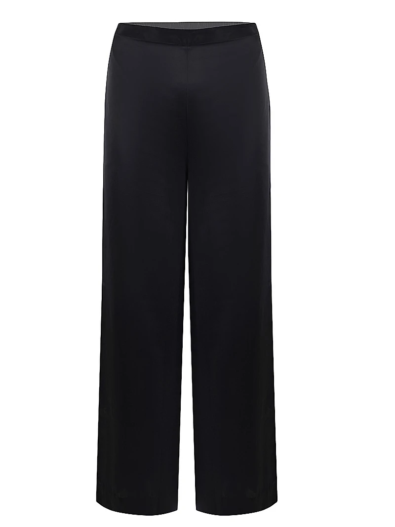 Silk Wide-Leg Flared Trousers