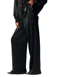 Silk Wide-Leg Flared Trousers