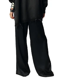 Silk Wide-Leg Flared Trousers