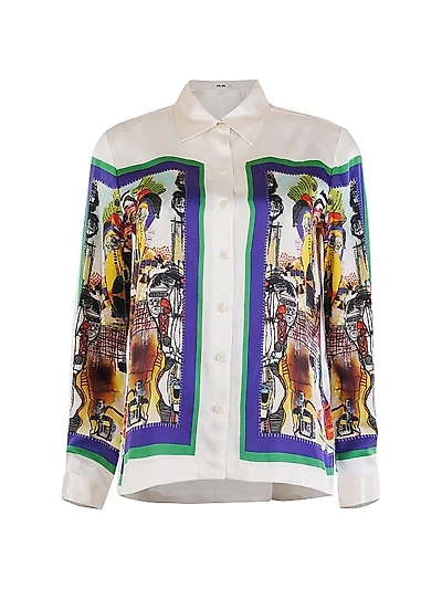 Graphic Silk Button-Front Shirt