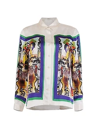 Graphic Silk Button-Front Shirt