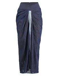 Printed Silk Ruched Midi-Skirt