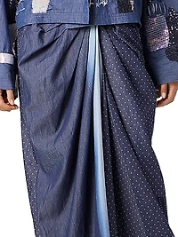 Printed Silk Ruched Midi-Skirt