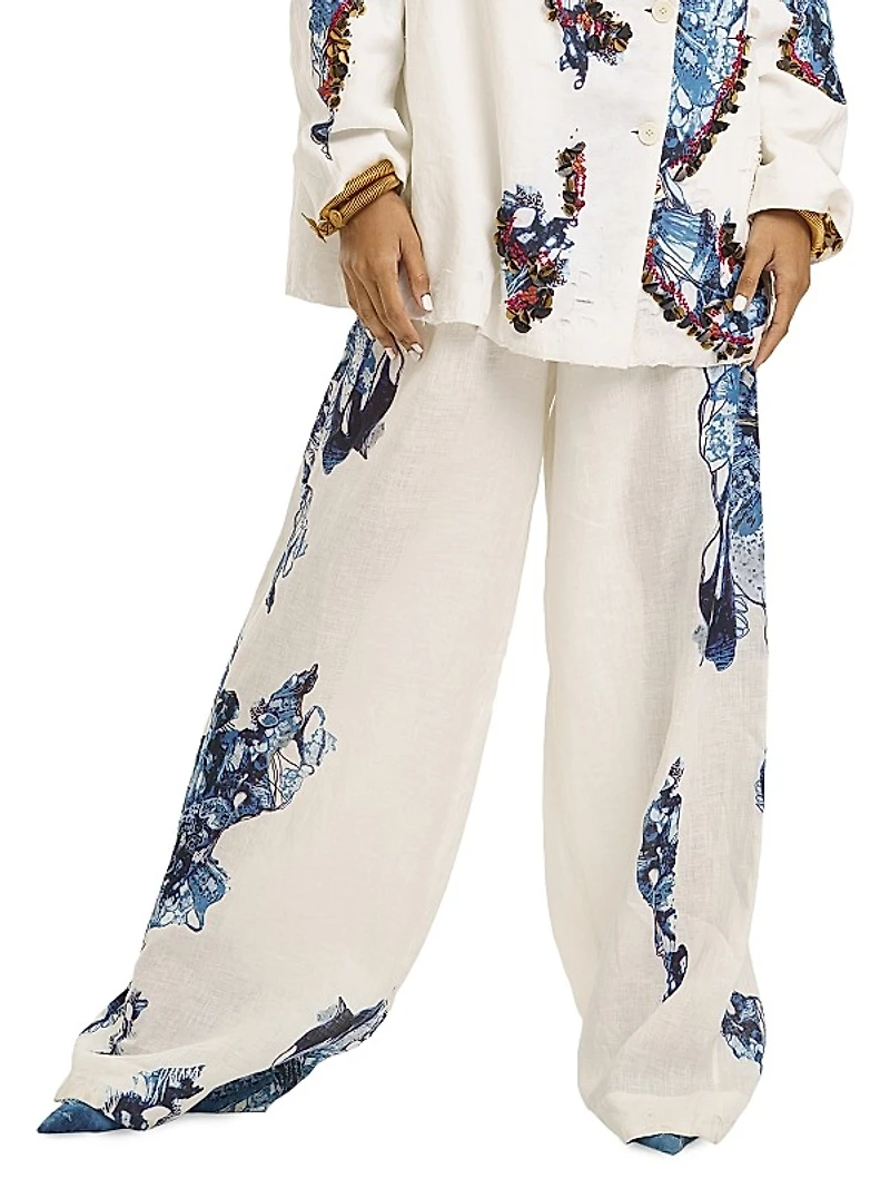Broad Wide-Leg Linen Pants