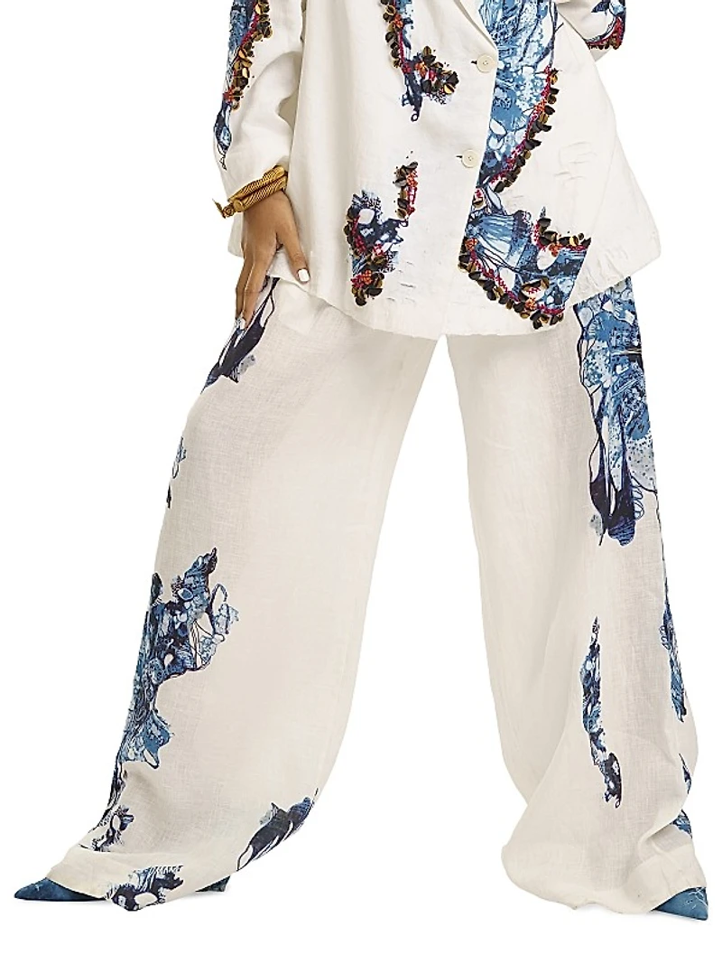 Broad Wide-Leg Linen Pants
