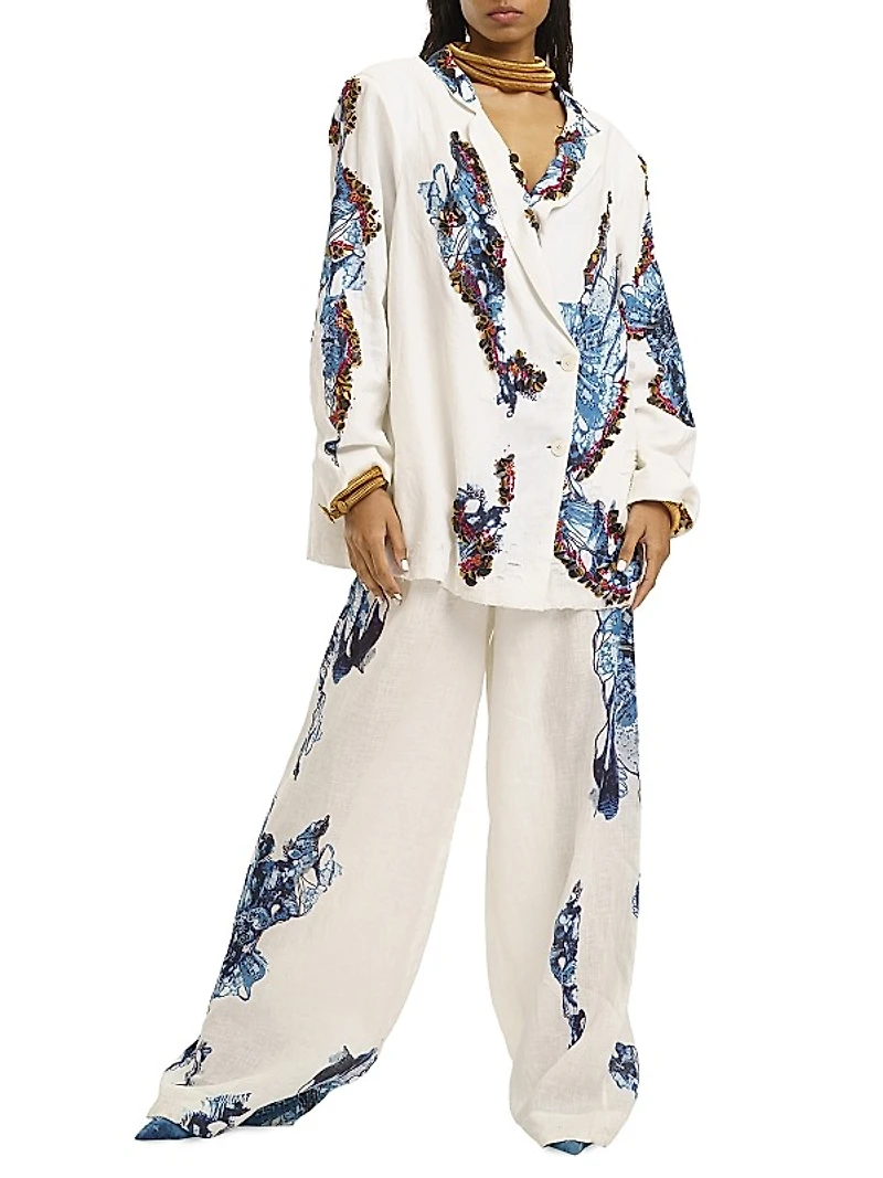 Broad Wide-Leg Linen Pants