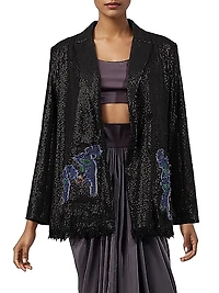 Sequined Single-Breasted Blazer