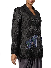Sequined Single-Breasted Blazer