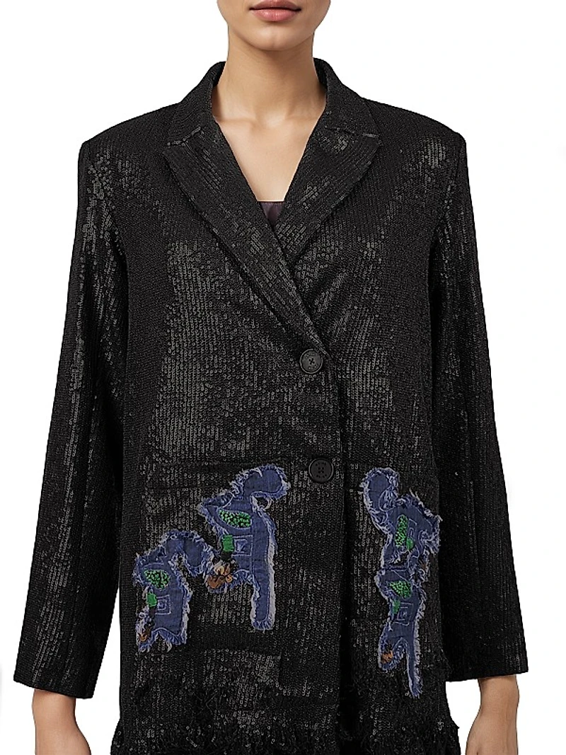 Sequined Single-Breasted Blazer