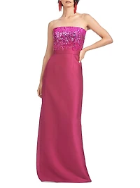 Phaedra Sequined Strapless Column Gown