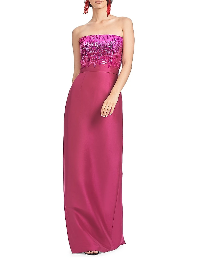 Phaedra Sequined Strapless Column Gown
