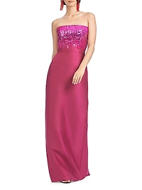 Phaedra Sequined Strapless Column Gown
