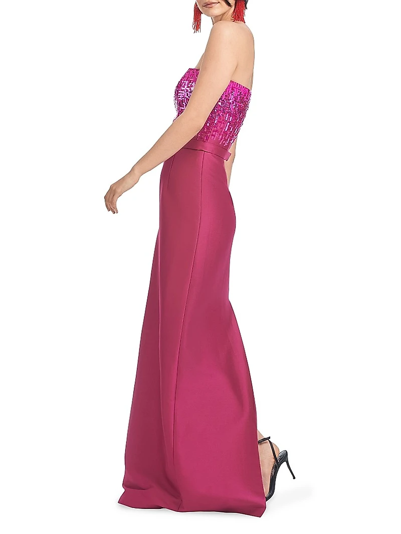 Phaedra Sequined Strapless Column Gown
