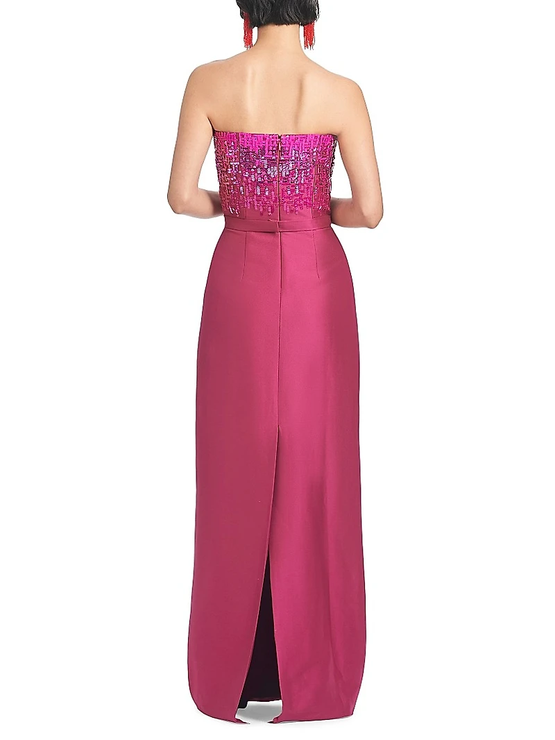 Phaedra Sequined Strapless Column Gown