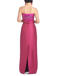 Phaedra Sequined Strapless Column Gown