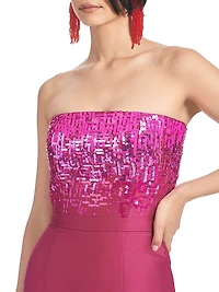Phaedra Sequined Strapless Column Gown