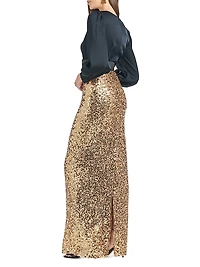 Dorinda Sequined Satin Crêpe Gown