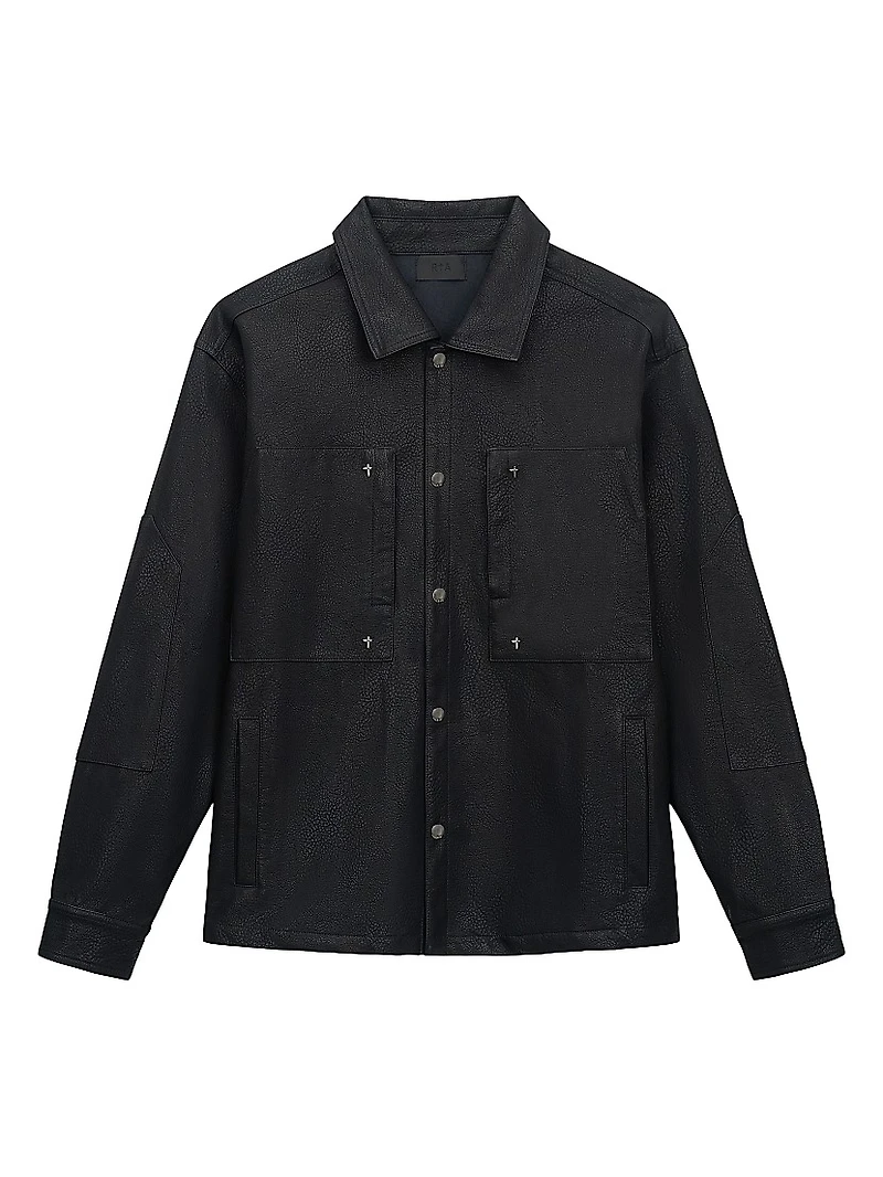 Red Light District Faux Leather Shirt Jacket