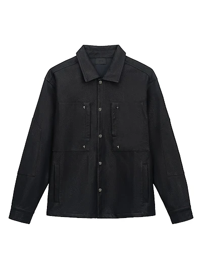 Red Light District Faux Leather Shirt Jacket