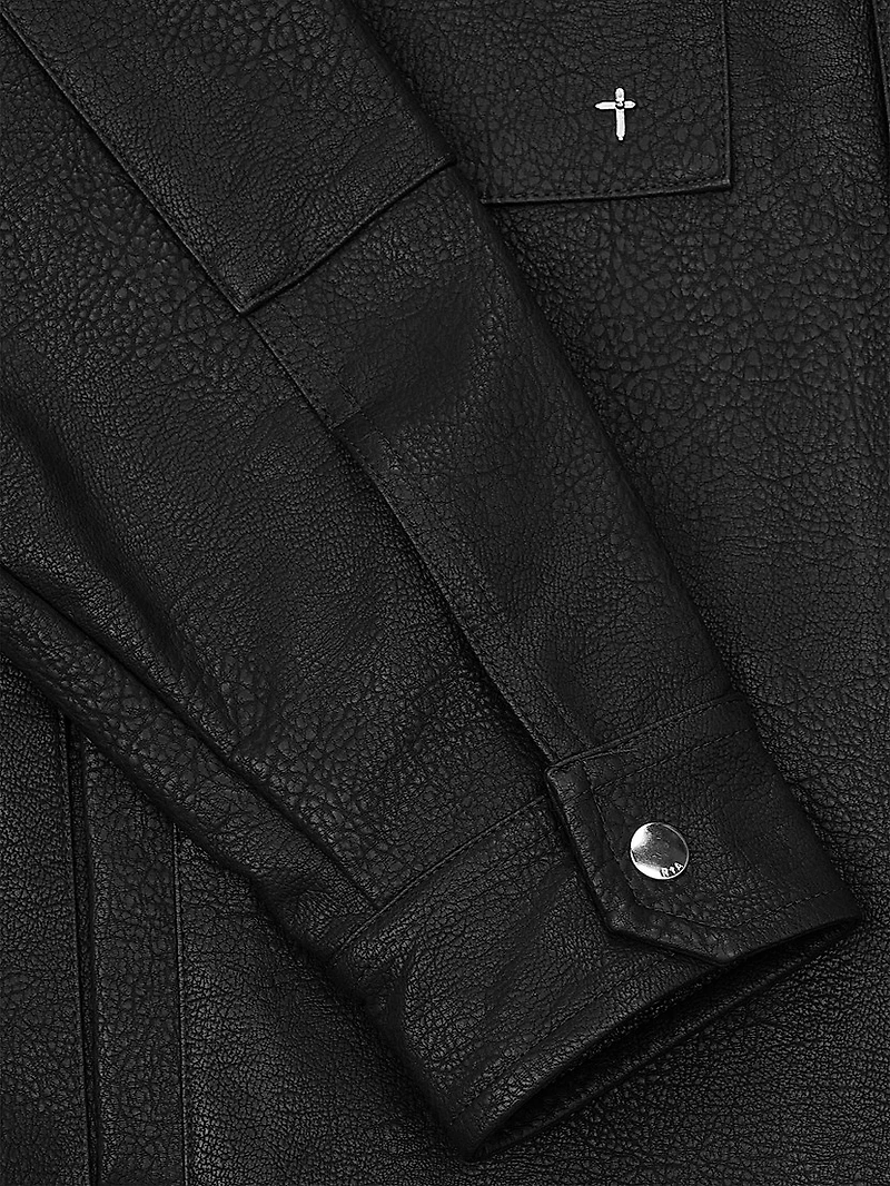 Red Light District Faux Leather Shirt Jacket