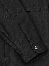 Red Light District Faux Leather Shirt Jacket