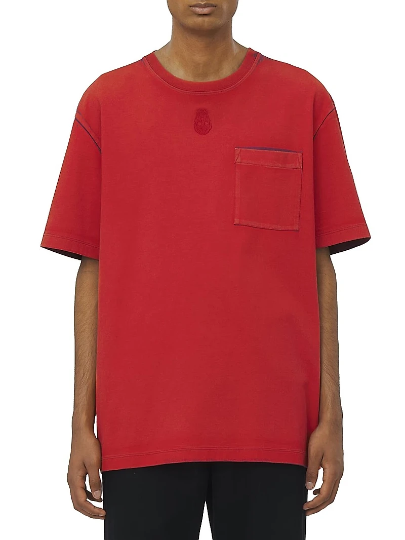 Skull Embroidered Cotton T-Shirt