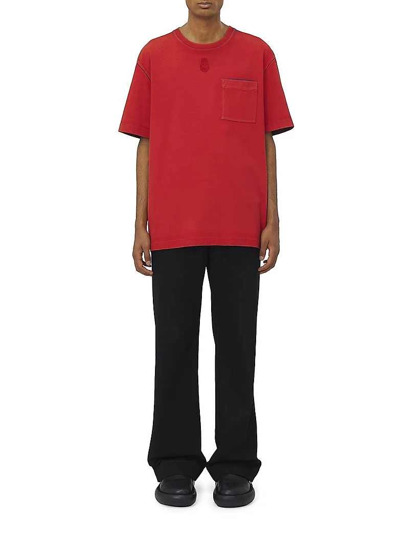 Skull Embroidered Cotton T-Shirt