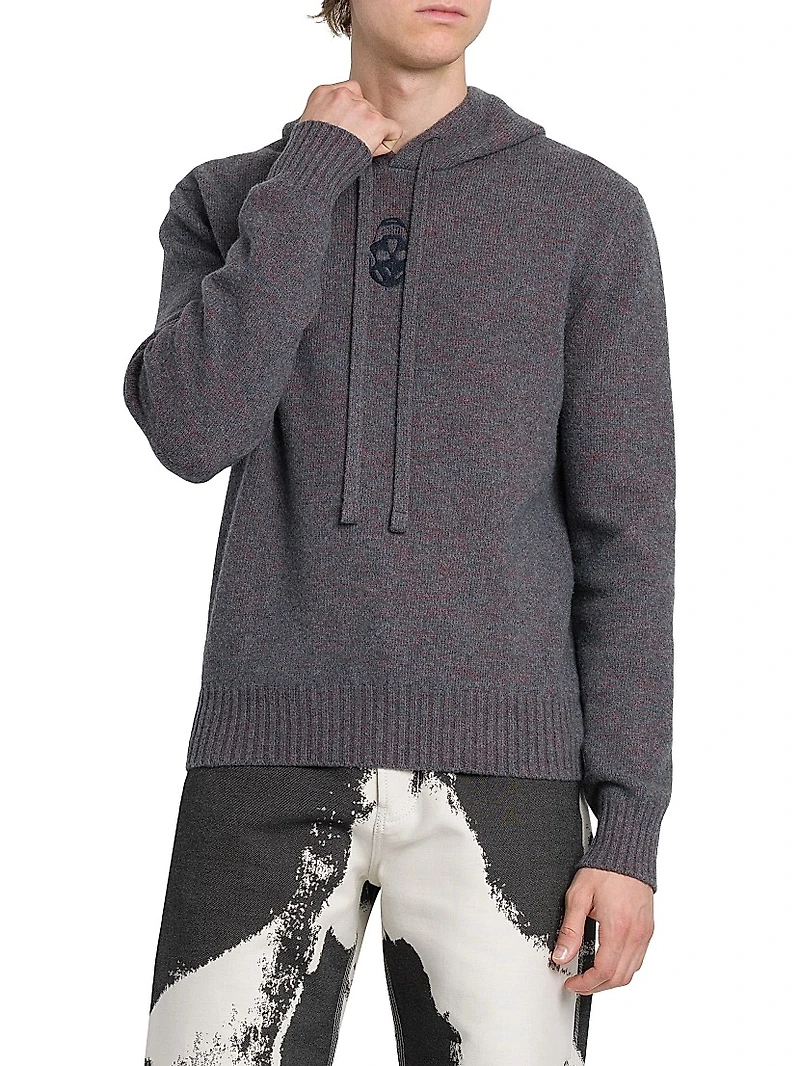 Skull Wool Knit Hoodie