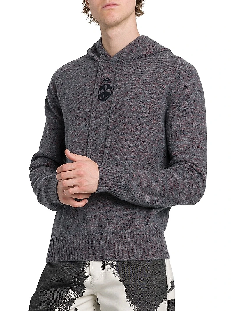 Skull Wool Knit Hoodie
