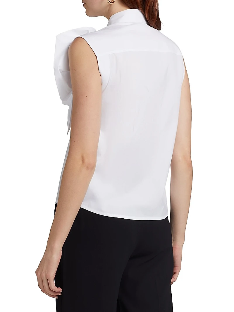 Fusina Rosette-Accent Cotton Button-Front Top