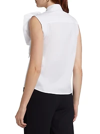 Fusina Rosette-Accent Cotton Button-Front Top
