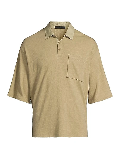 Oversized Heavy Slub Polo Shirt