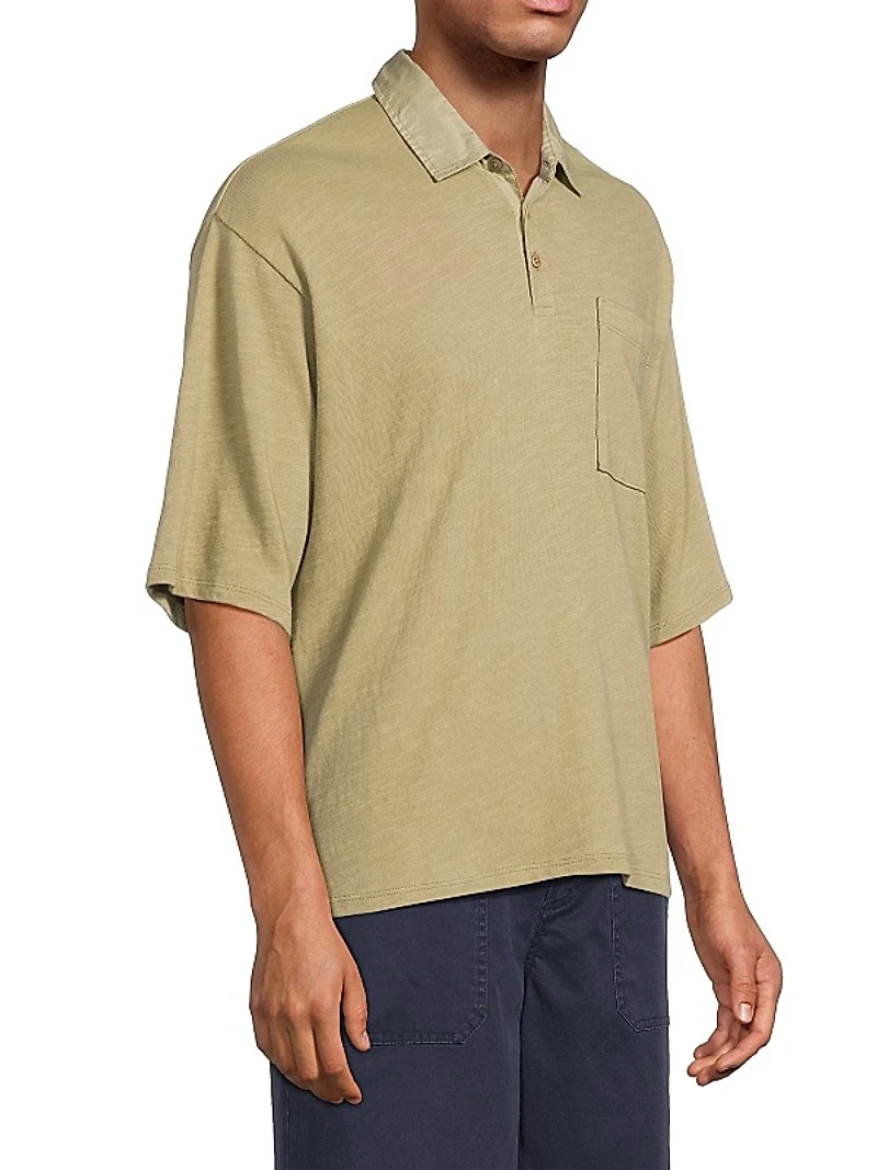 Oversized Heavy Slub Polo Shirt