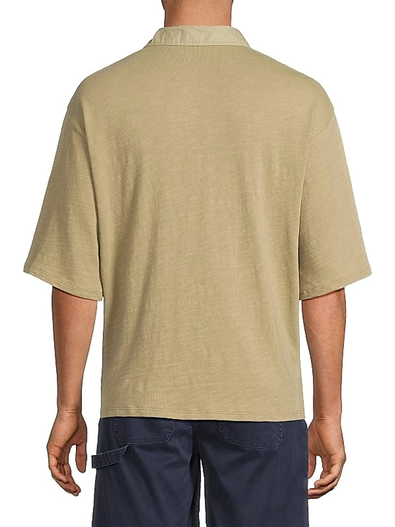 Oversized Heavy Slub Polo Shirt