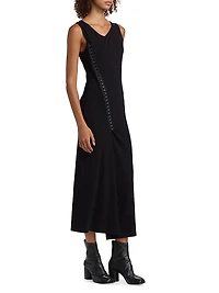 Hook-And-Eye Stretch Cotton Midi-Dress