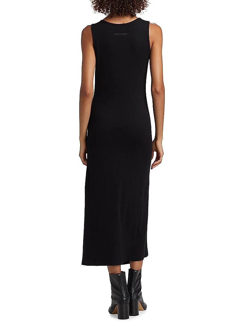 Hook-And-Eye Stretch Cotton Midi-Dress