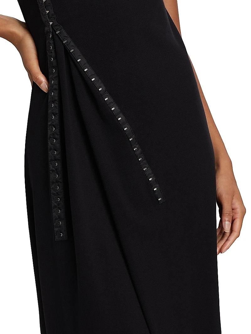 Hook-And-Eye Stretch Cotton Midi-Dress