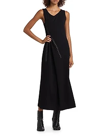 Hook-And-Eye Stretch Cotton Midi-Dress