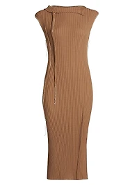 Virgin Wool-Blend Rib-Knit Midi Dress