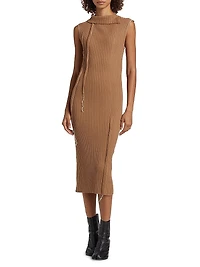 Virgin Wool-Blend Rib-Knit Midi Dress