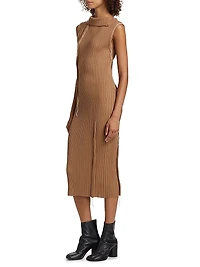 Virgin Wool-Blend Rib-Knit Midi Dress