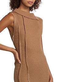 Virgin Wool-Blend Rib-Knit Midi Dress