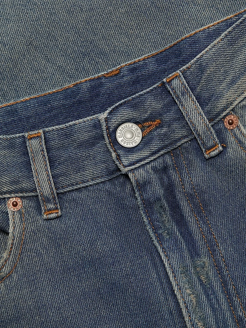 Distressed Mid-Rise Wide-Leg Jeans