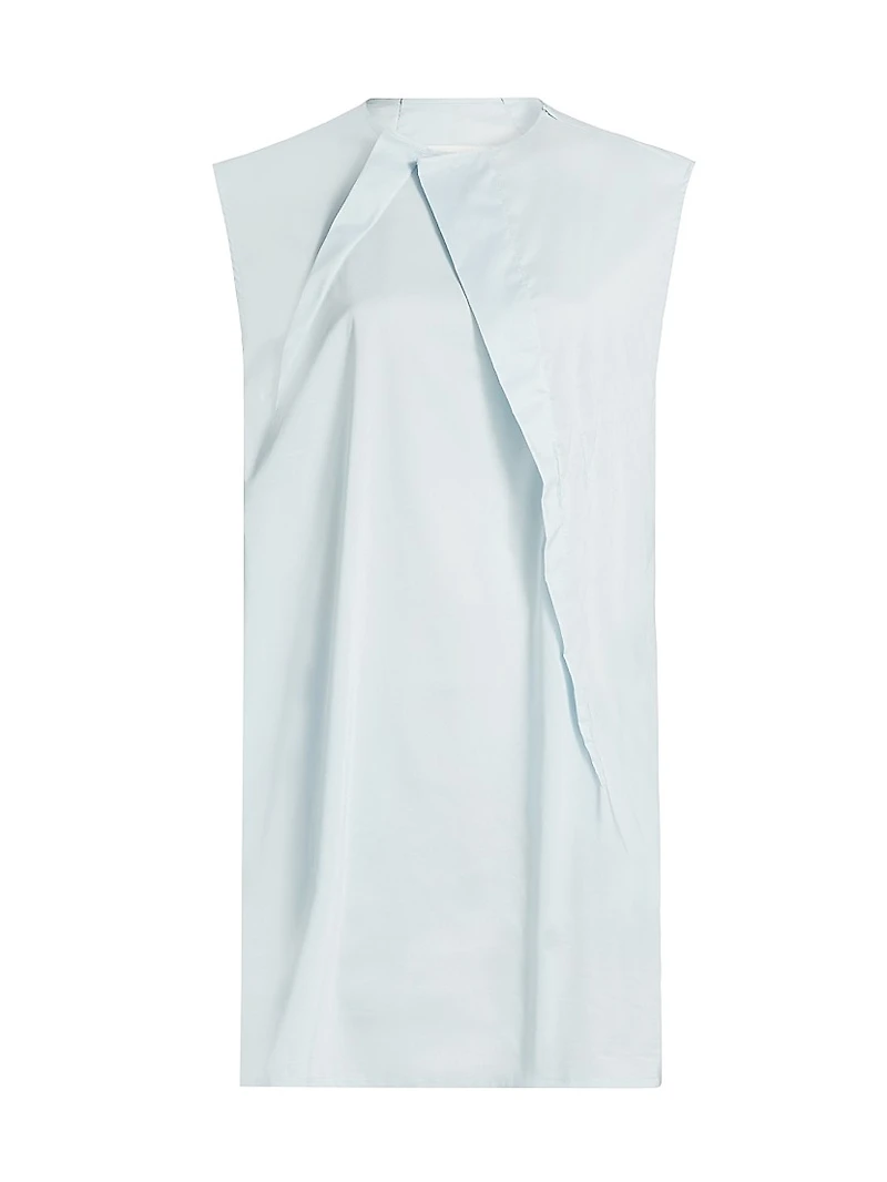 Pleated Cotton-Blend Sleeveless Minidress
