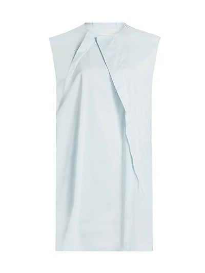 Pleated Cotton-Blend Sleeveless Minidress