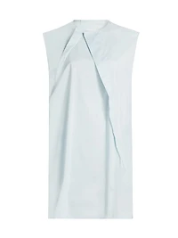 Pleated Cotton-Blend Sleeveless Minidress