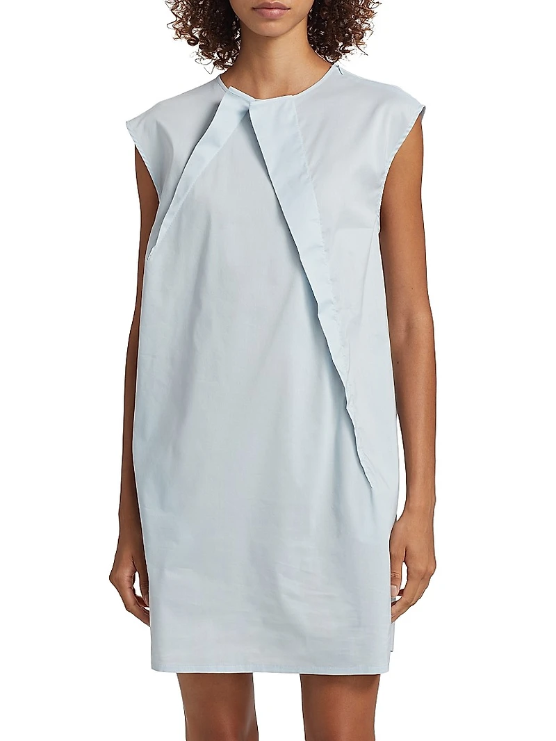 Pleated Cotton-Blend Sleeveless Minidress
