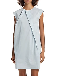 Pleated Cotton-Blend Sleeveless Minidress